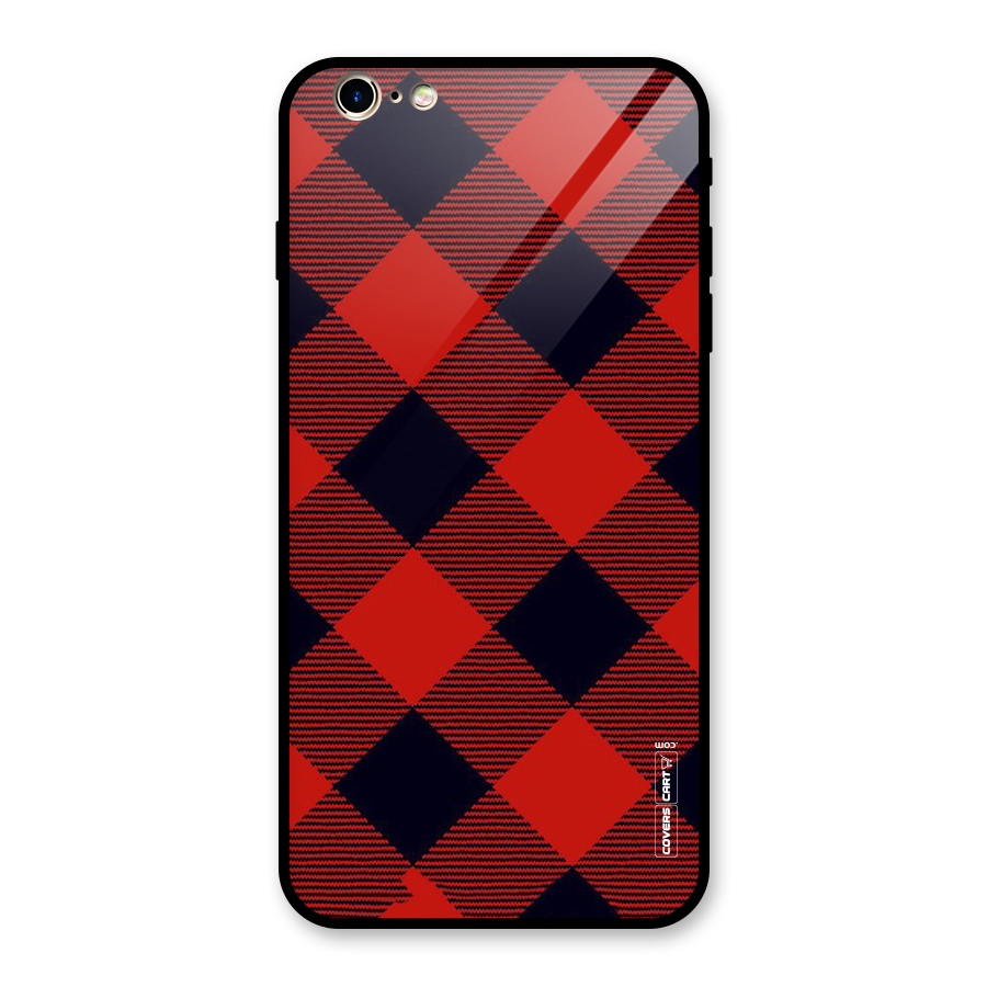 Red Diagonal Check Glass Back Case for iPhone 6 Plus 6S Plus
