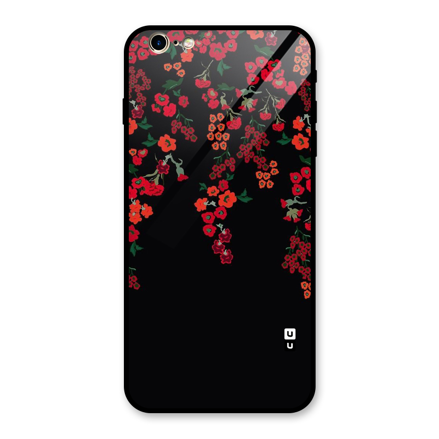 Red Floral Pattern Glass Back Case for iPhone 6 Plus 6S Plus