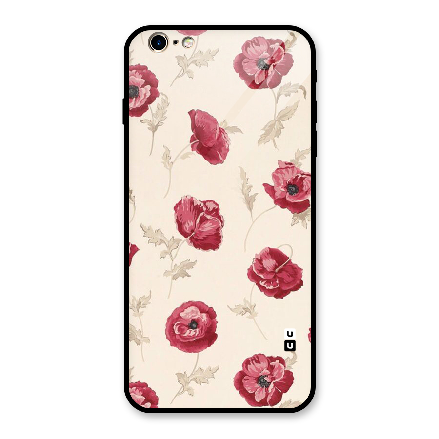 Red Rose Floral Art Glass Back Case for iPhone 6 Plus 6S Plus