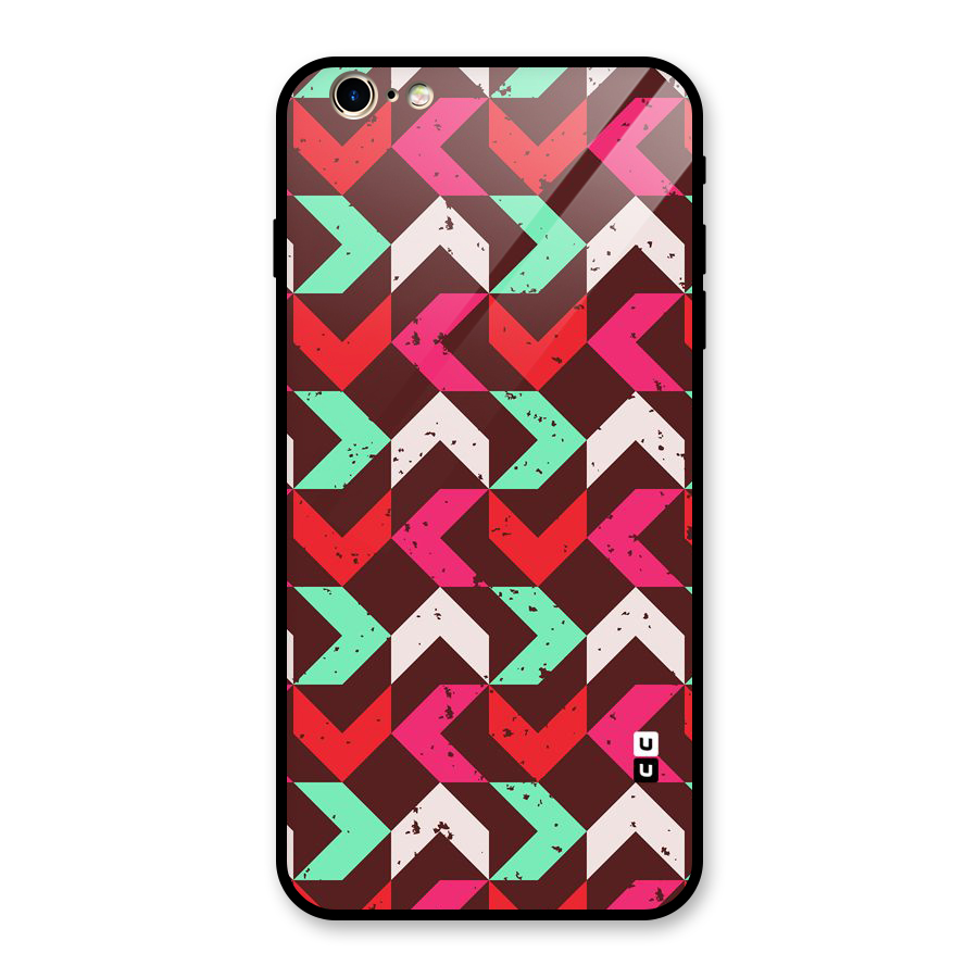 Retro Red Pink Pattern Glass Back Case for iPhone 6 Plus 6S Plus
