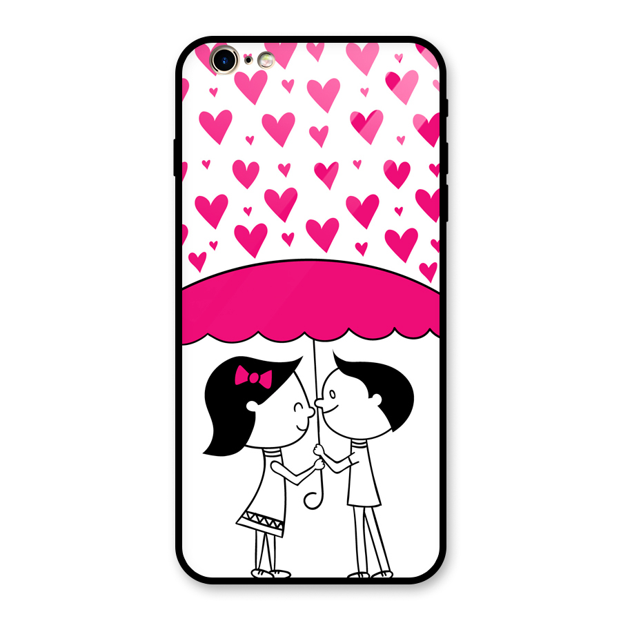 Romantic Couples with Hearts Glass Back Case for iPhone 6 Plus 6S Plus