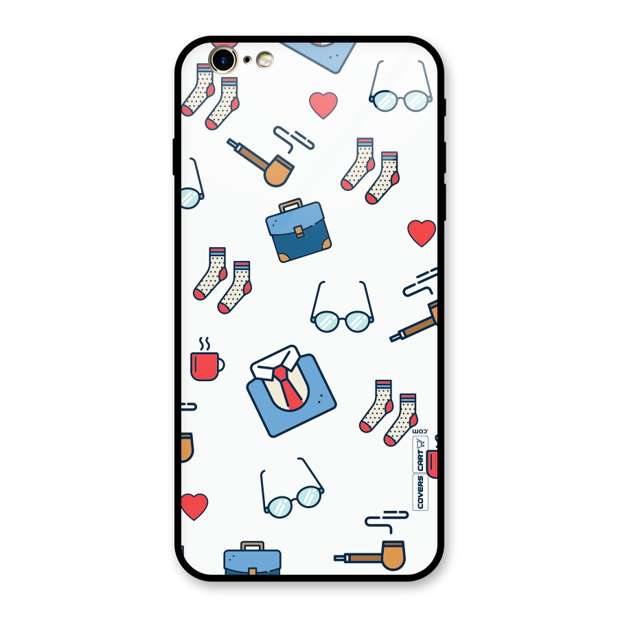 Shirt Spectacles Pattern Glass Back Case for iPhone 6 Plus 6S Plus