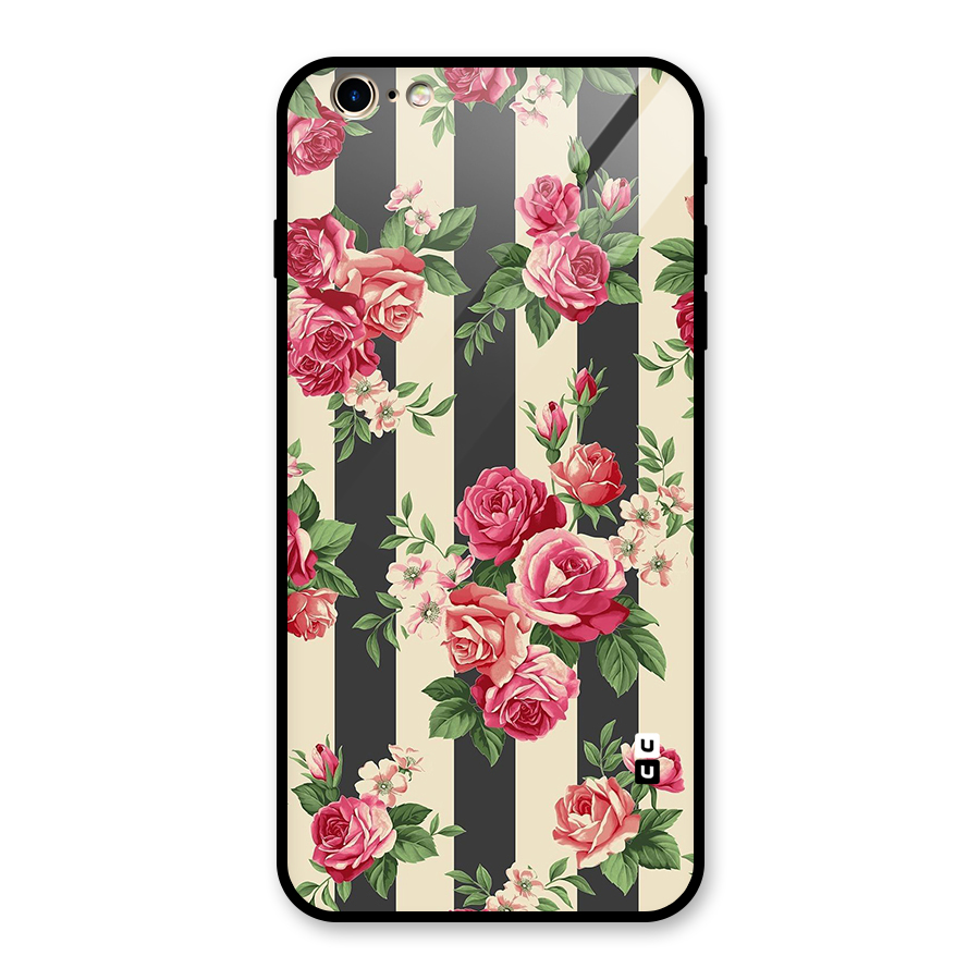 Stripes And Floral Glass Back Case for iPhone 6 Plus 6S Plus