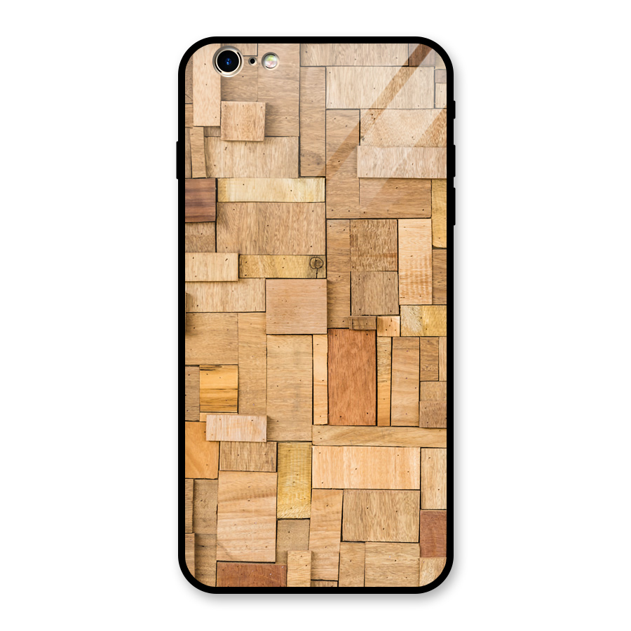 Wooden Blocks Glass Back Case for iPhone 6 Plus 6S Plus