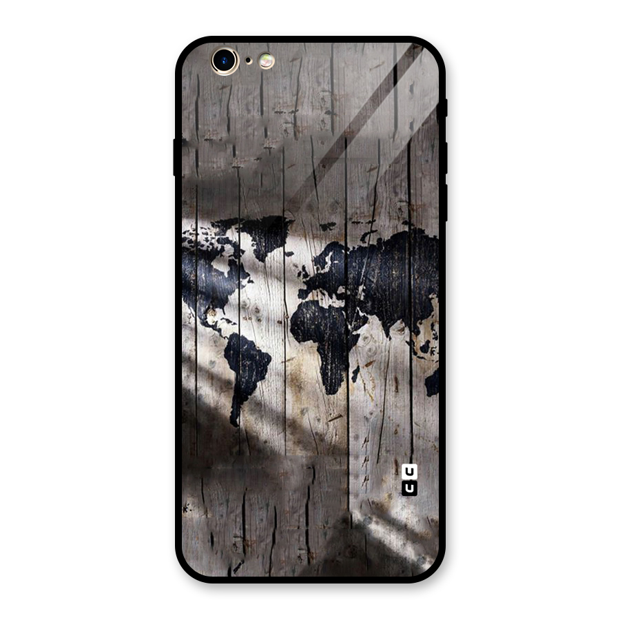 World Map Wood Design Glass Back Case for iPhone 6 Plus 6S Plus