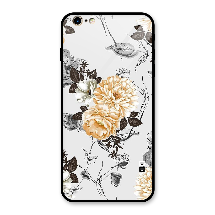 Yellow Floral Glass Back Case for iPhone 6 Plus 6S Plus