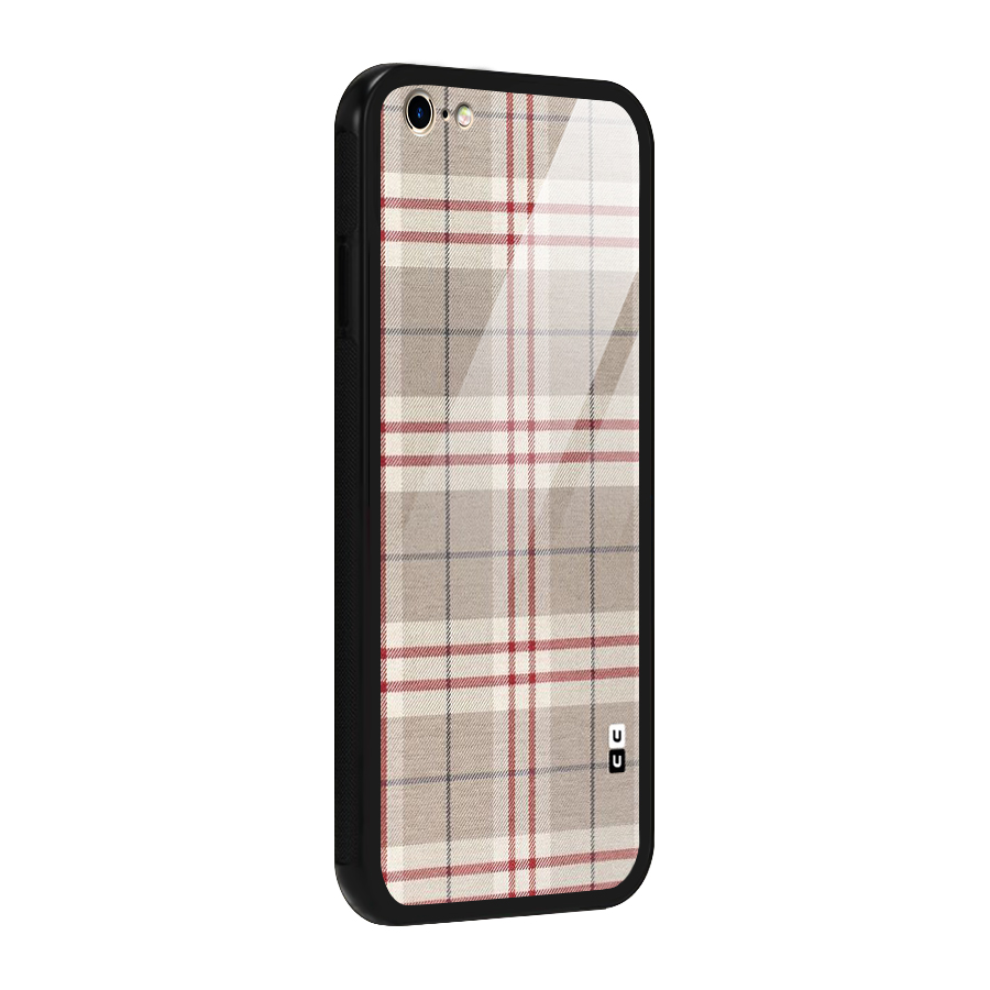 Beige Red Check Glass Back Case for iPhone 6 Plus 6S Plus
