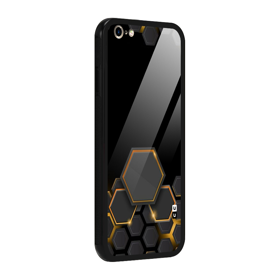 Black Gold Hexa Glass Back Case for iPhone 6 Plus 6S Plus