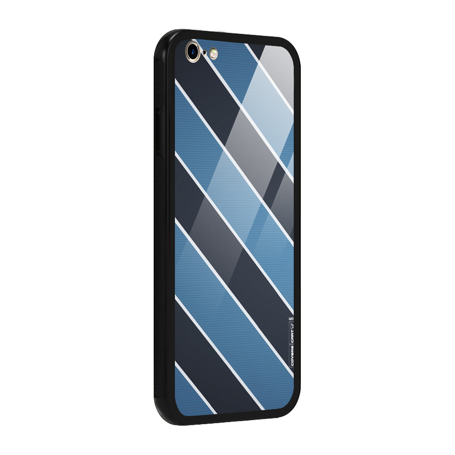 Blue Black Stripes Glass Back Case for iPhone 6 Plus 6S Plus