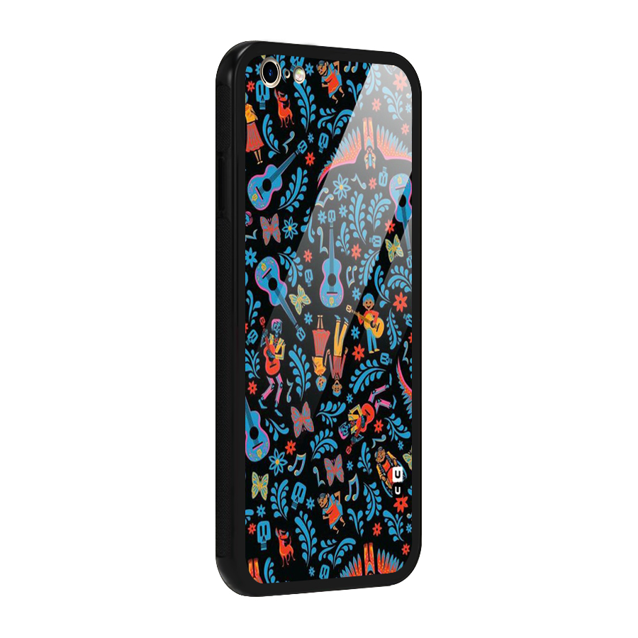Blue Guitar Pattern Glass Back Case for iPhone 6 Plus 6S Plus