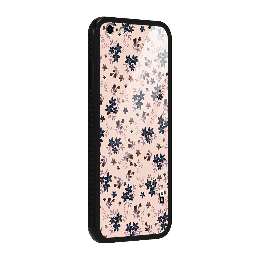 Blue Peach Floral Glass Back Case for iPhone 6 Plus 6S Plus