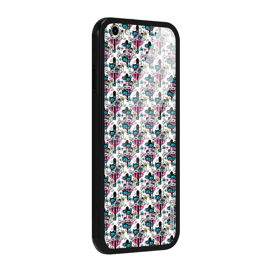 Blue Pink Pattern Glass Back Case for iPhone 6 Plus 6S Plus
