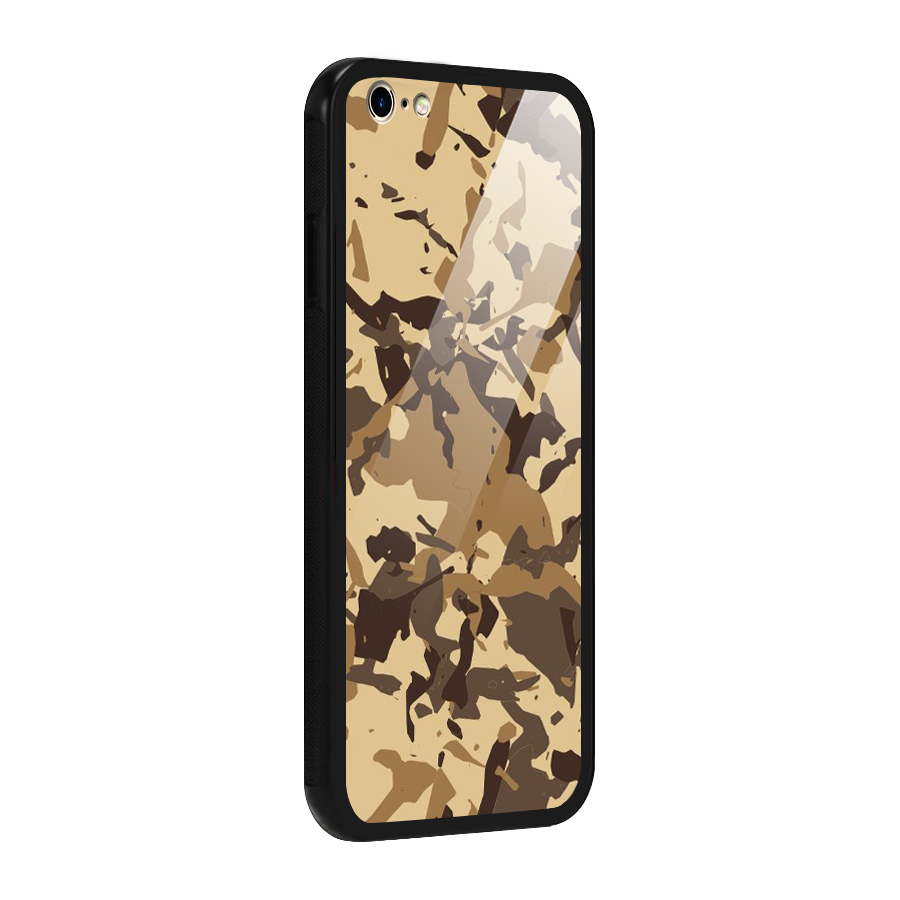 Brown Camouflage Army Glass Back Case for iPhone 6 Plus 6S Plus