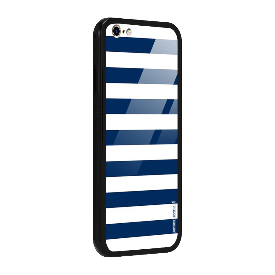 Classic Blue White Stripes Glass Back Case for iPhone 6 Plus 6S Plus