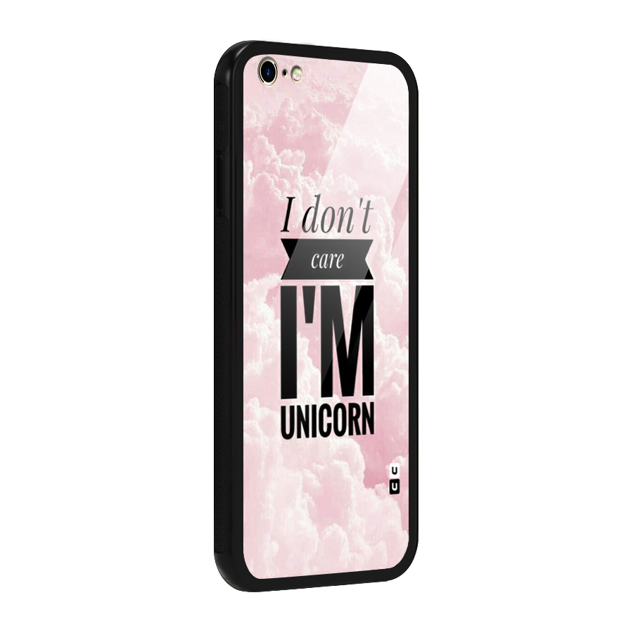 Dont Care Unicorn Glass Back Case for iPhone 6 Plus 6S Plus