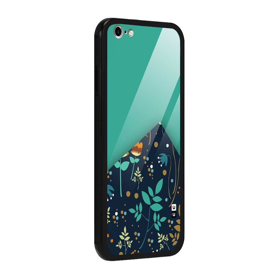 Floral Corner Glass Back Case for iPhone 6 Plus 6S Plus