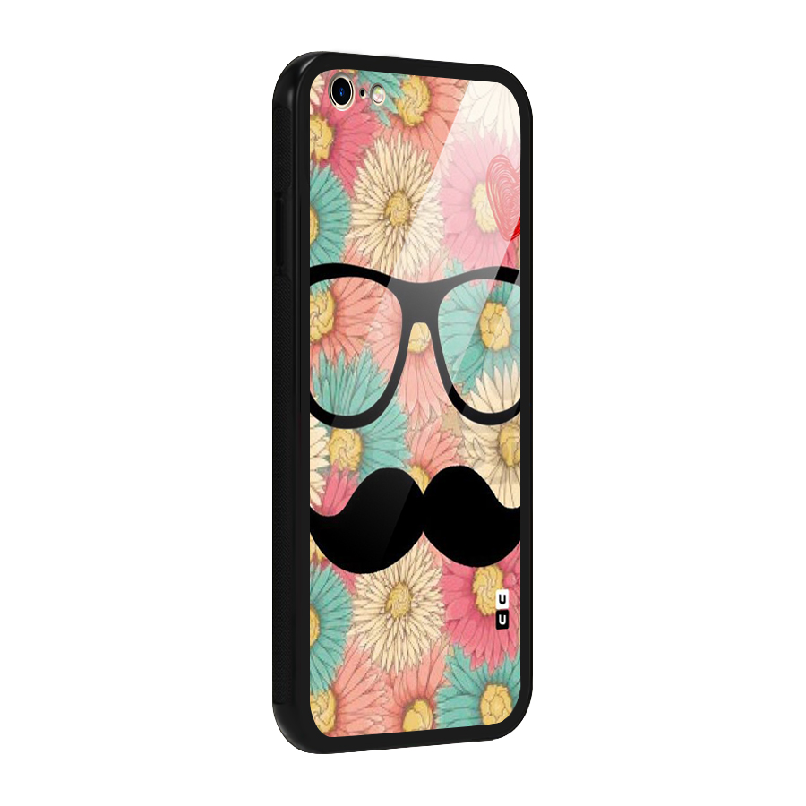 Floral Moustache Glass Back Case for iPhone 6 Plus 6S Plus