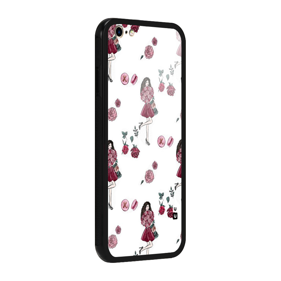 Girl With Flowers Glass Back Case for iPhone 6 Plus 6S Plus
