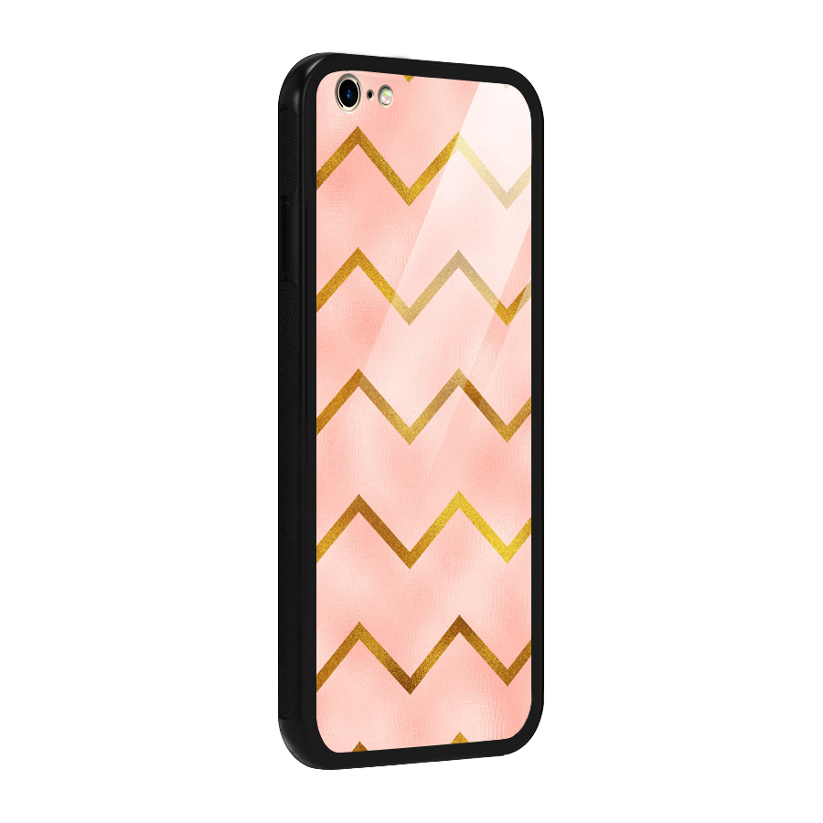 Gold Pink Pattern Glass Back Case for iPhone 6 Plus 6S Plus