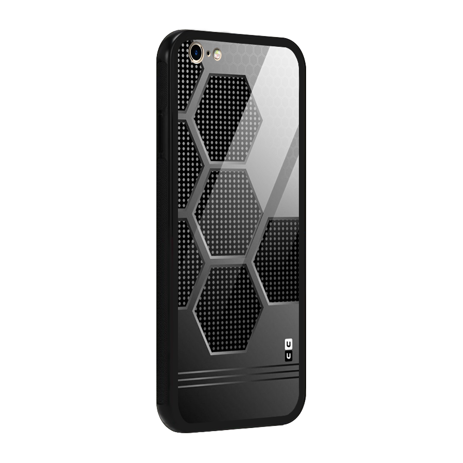 Grey Black Hexa Glass Back Case for iPhone 6 Plus 6S Plus