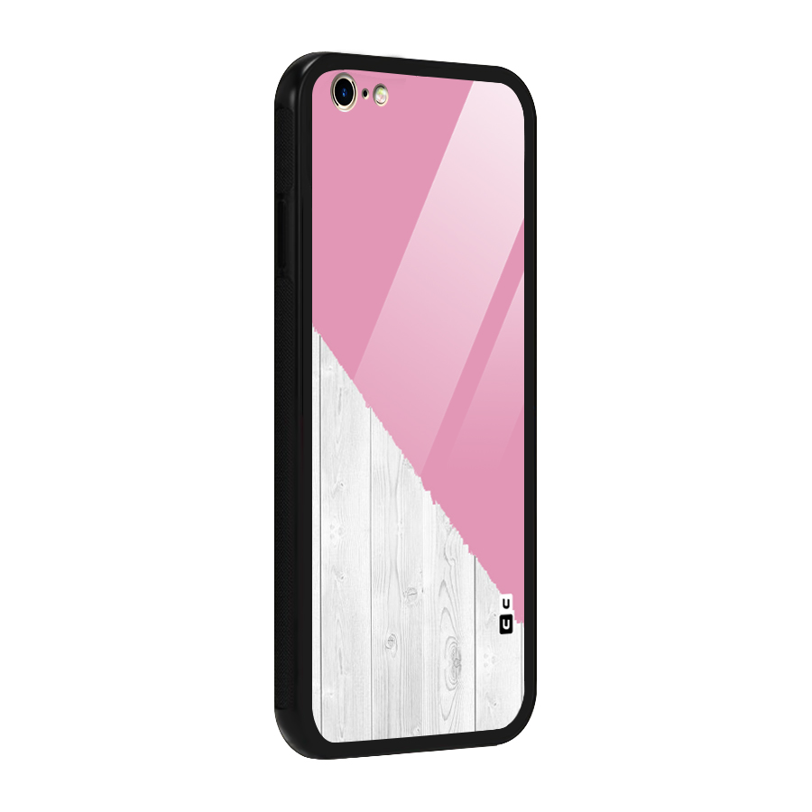 Grey Pink Wooden Design Glass Back Case for iPhone 6 Plus 6S Plus