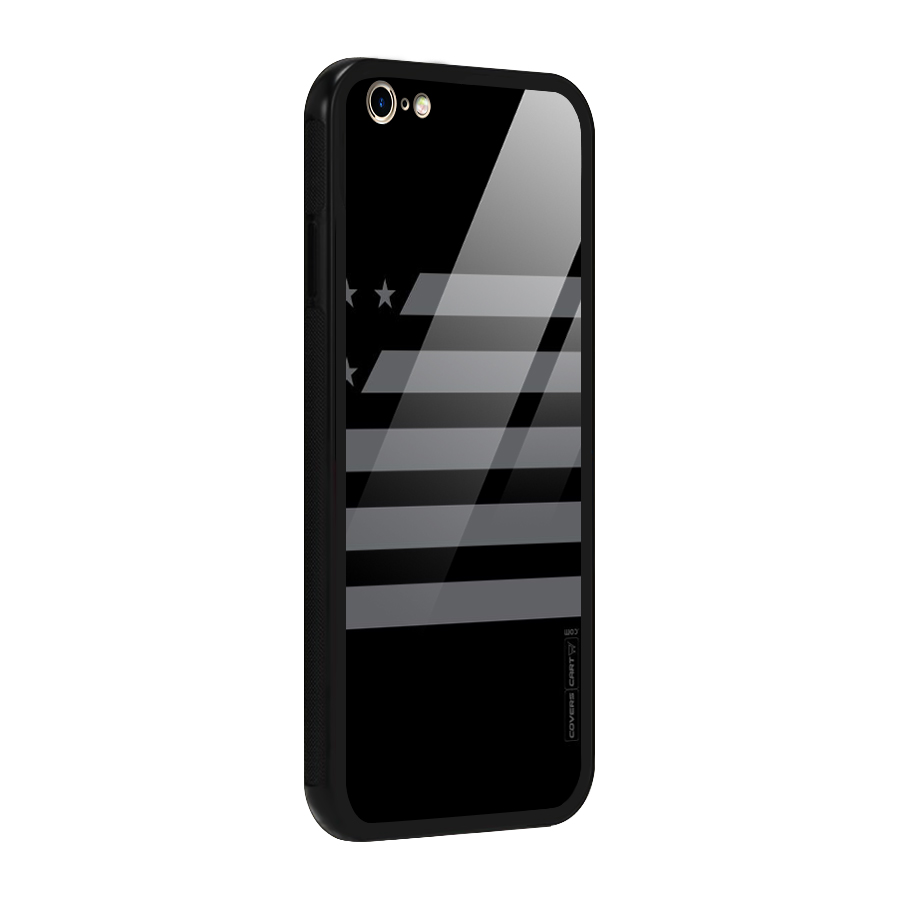 Grey Star Striped Pattern Glass Back Case for iPhone 6 Plus 6S Plus