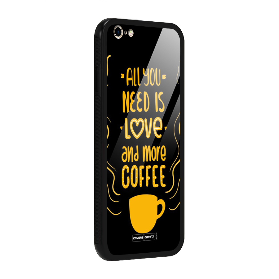 Love and More Coffee Glass Back Case for iPhone 6 Plus 6S Plus