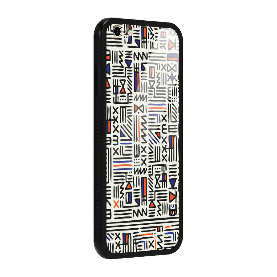 Orange Blue Number Glass Back Case for iPhone 6 Plus 6S Plus