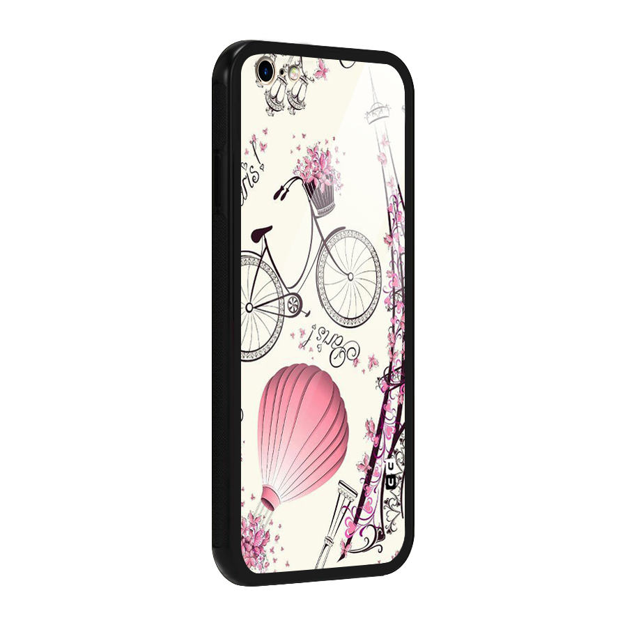 Paris Clipart Glass Back Case for iPhone 6 Plus 6S Plus