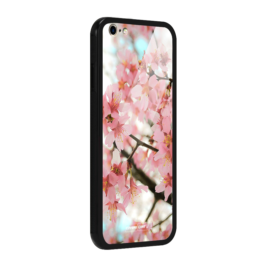 Peach Floral Glass Back Case for iPhone 6 Plus 6S Plus