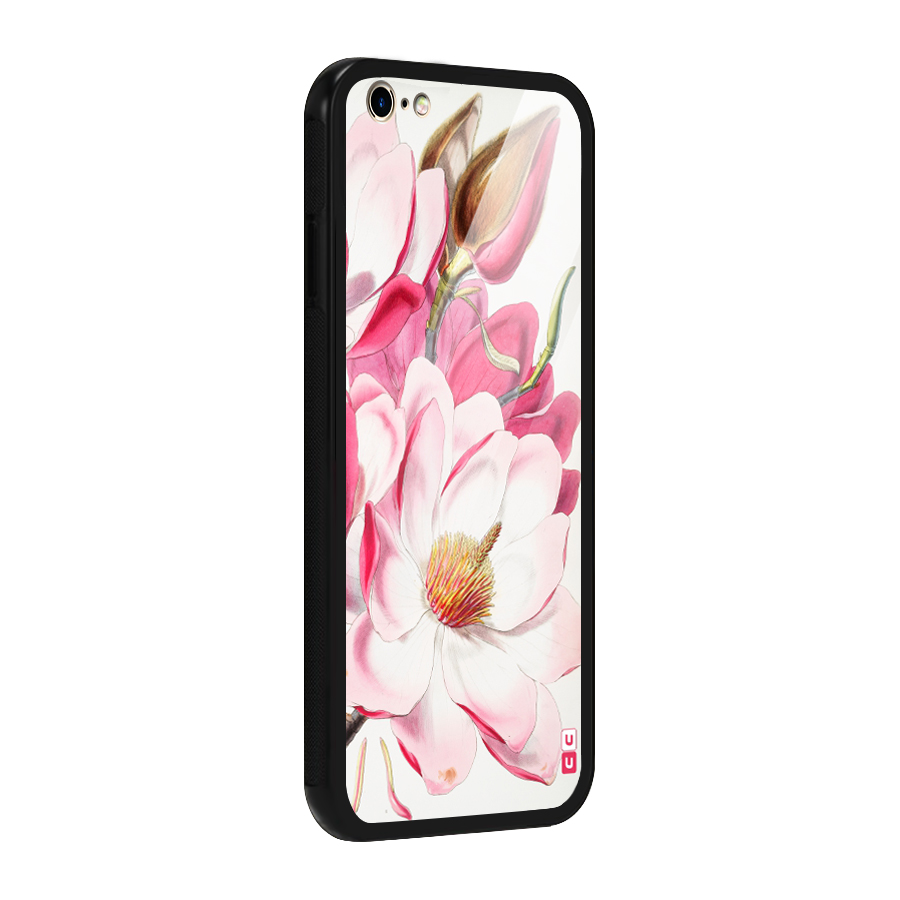 Pink Beautiful Flower Glass Back Case for iPhone 6 Plus 6S Plus