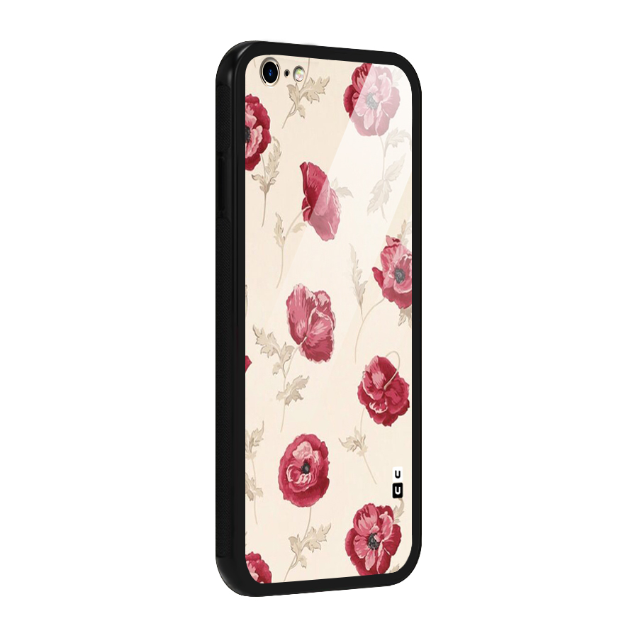 Red Rose Floral Art Glass Back Case for iPhone 6 Plus 6S Plus