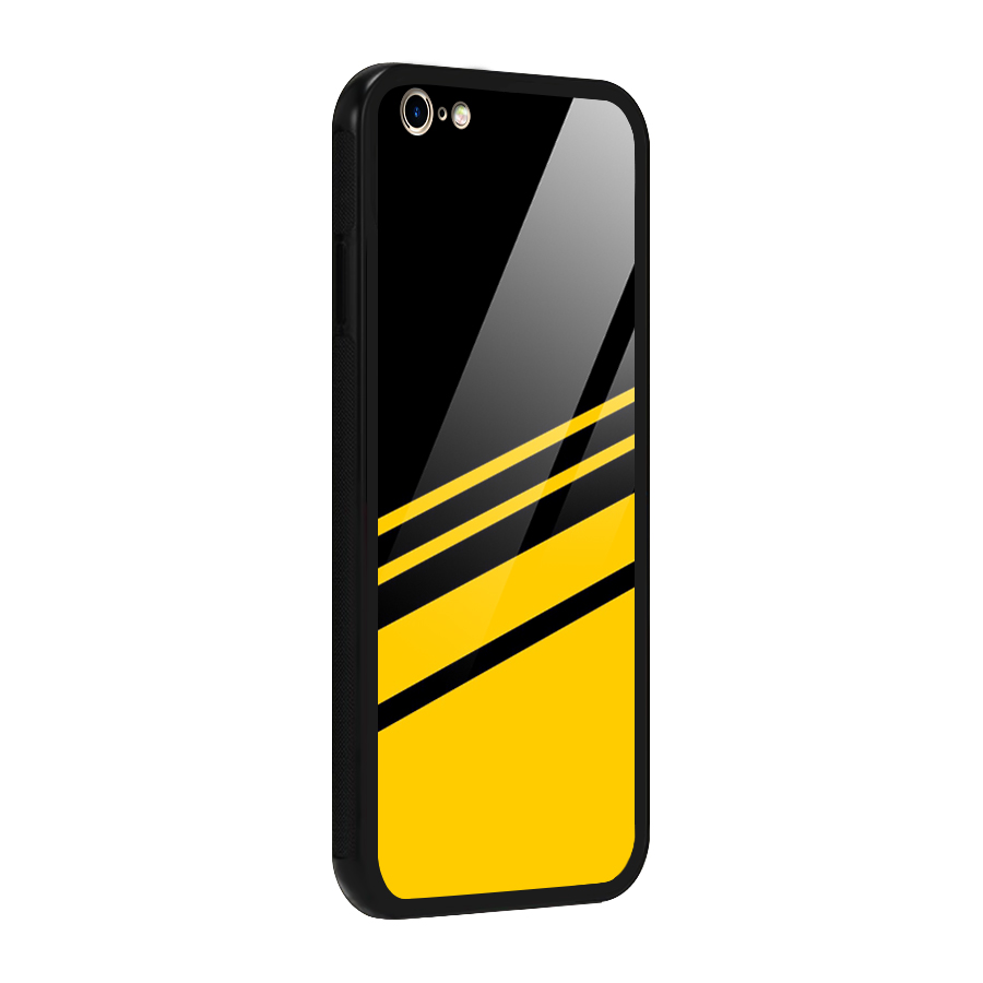 Slant Yellow Stripes Glass Back Case for iPhone 6 Plus 6S Plus