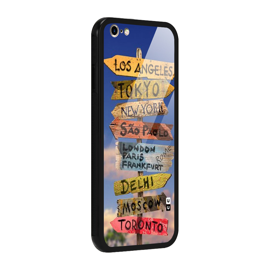 Travel Signs Glass Back Case for iPhone 6 Plus 6S Plus