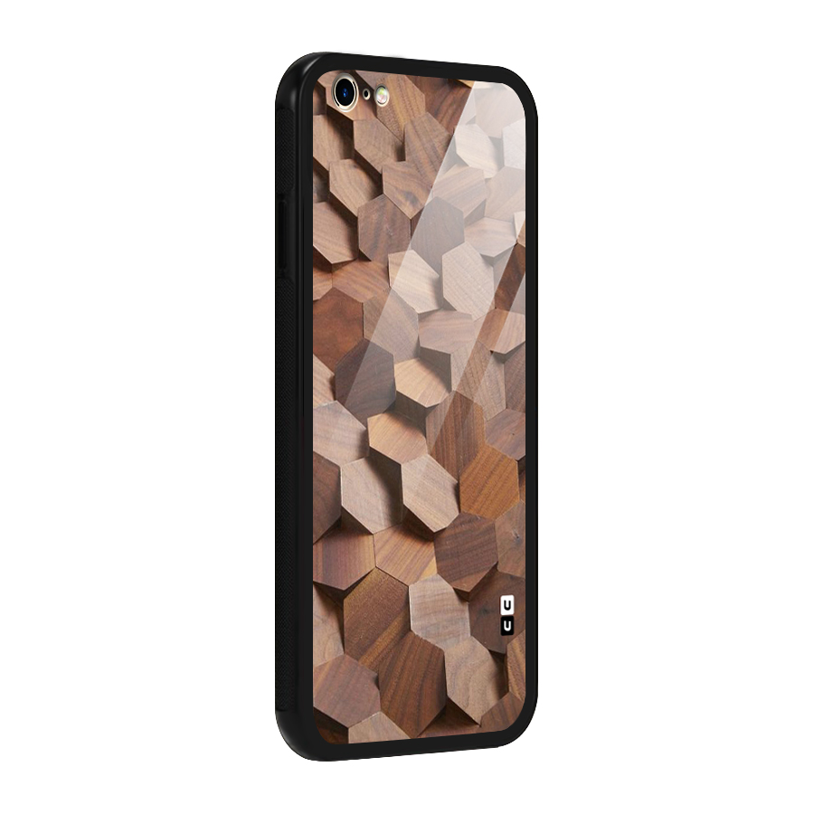 Uplifted Wood Hexagons Glass Back Case for iPhone 6 Plus 6S Plus