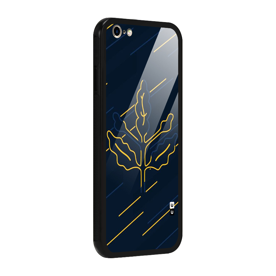 Yellow Leaf Line Glass Back Case for iPhone 6 Plus 6S Plus
