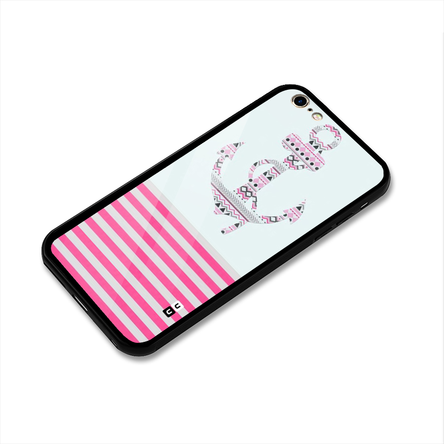 Anchor Design Stripes Glass Back Case for iPhone 6 Plus 6S Plus