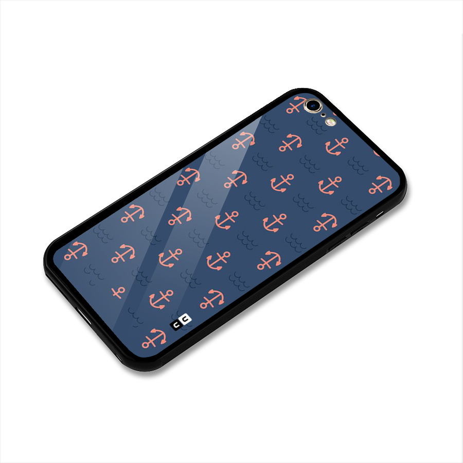Anchor Sea Blue Glass Back Case for iPhone 6 Plus 6S Plus