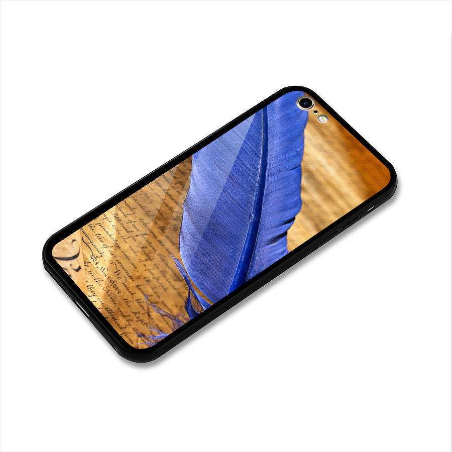 Beautiful Blue Feather Glass Back Case for iPhone 6 Plus 6S Plus