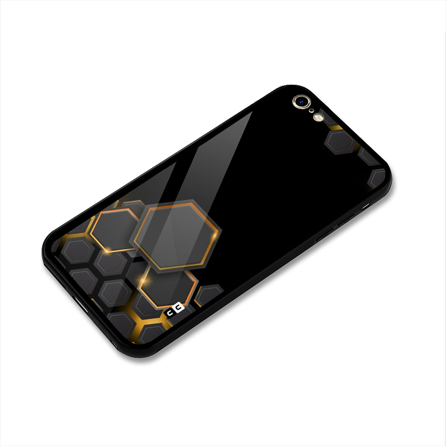Black Gold Hexa Glass Back Case for iPhone 6 Plus 6S Plus