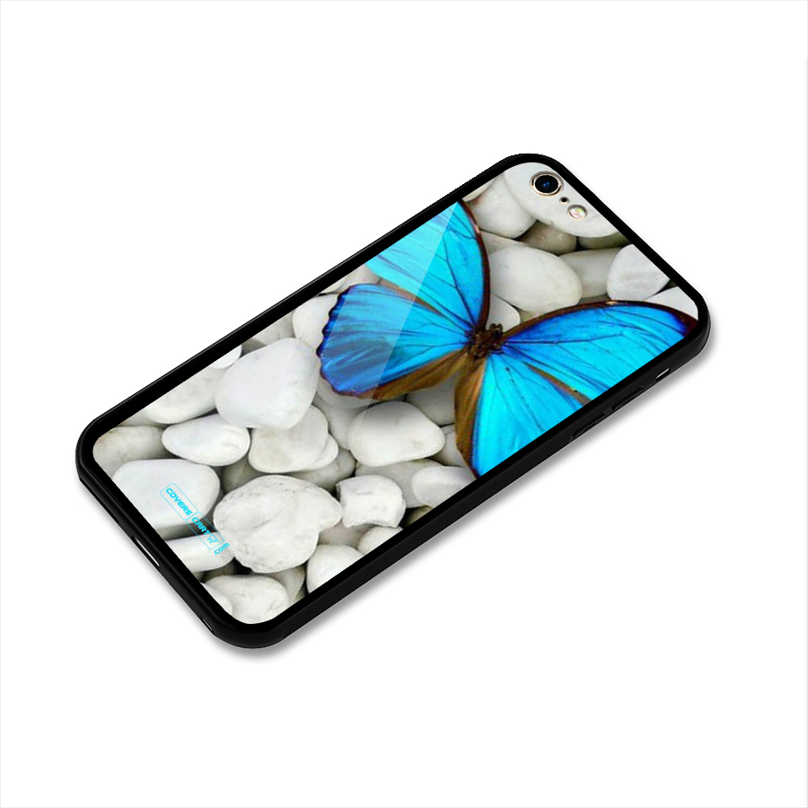 Blue Butterfly Glass Back Case for iPhone 6 Plus 6S Plus