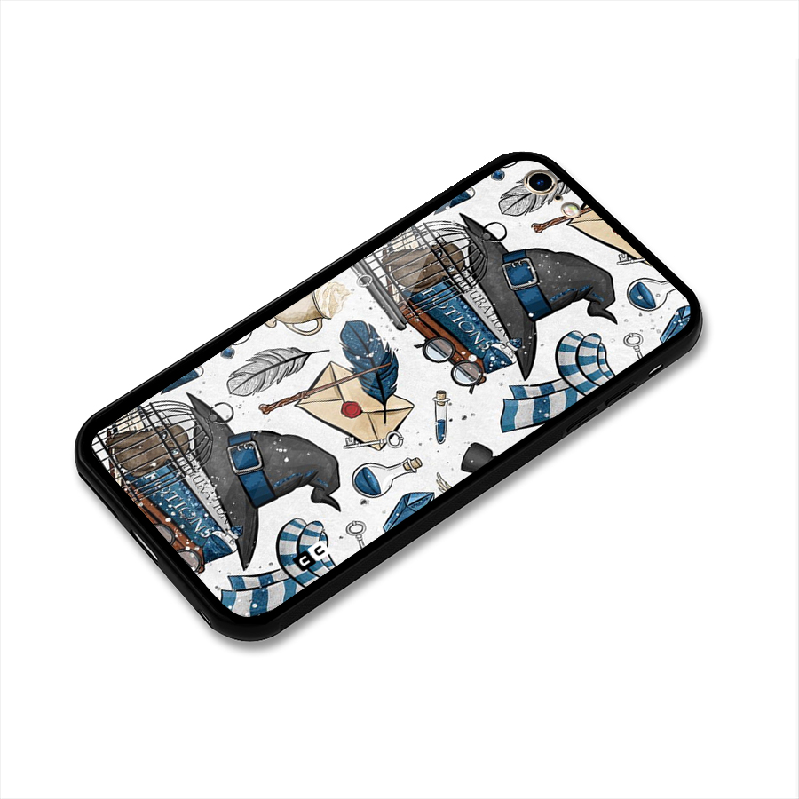 Blue Feather Hat Design Glass Back Case for iPhone 6 Plus 6S Plus