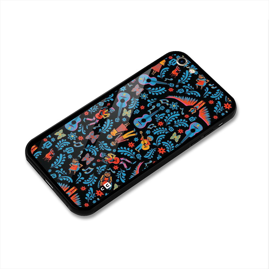 Blue Guitar Pattern Glass Back Case for iPhone 6 Plus 6S Plus