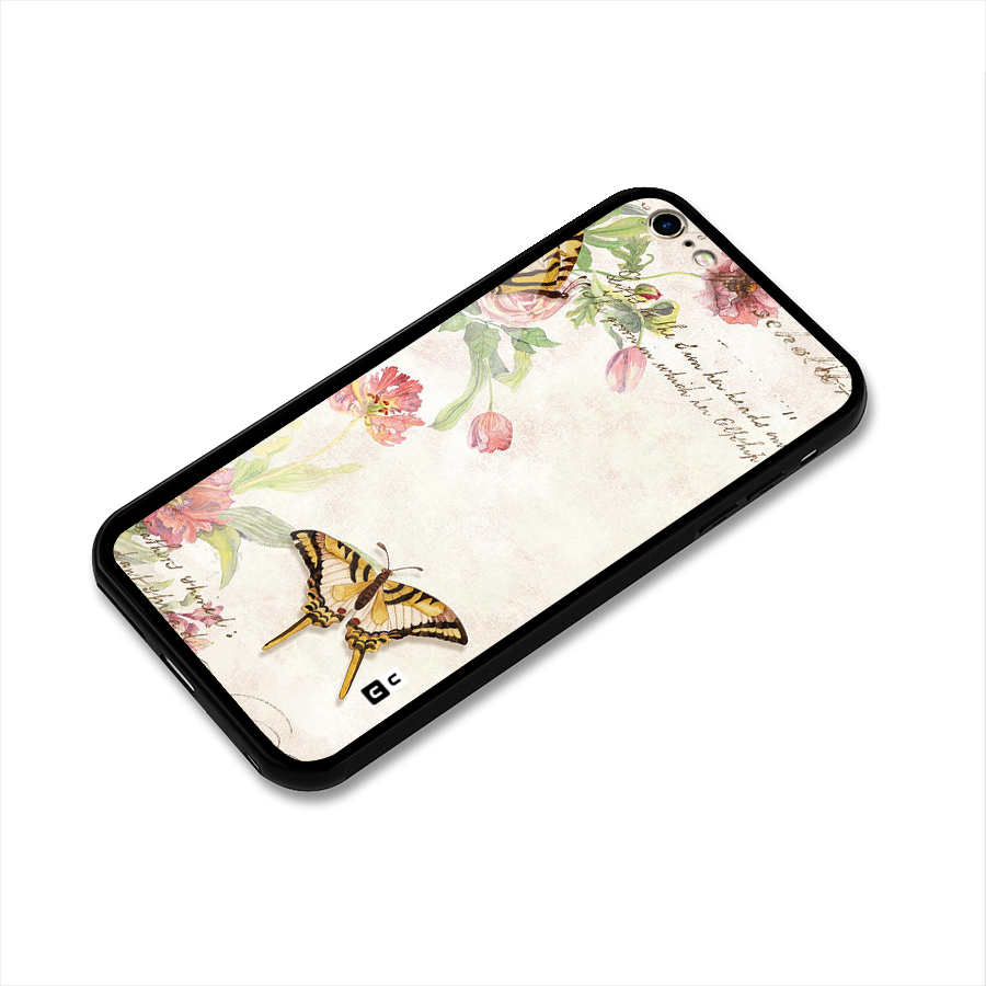 Butterfly Floral Glass Back Case for iPhone 6 Plus 6S Plus