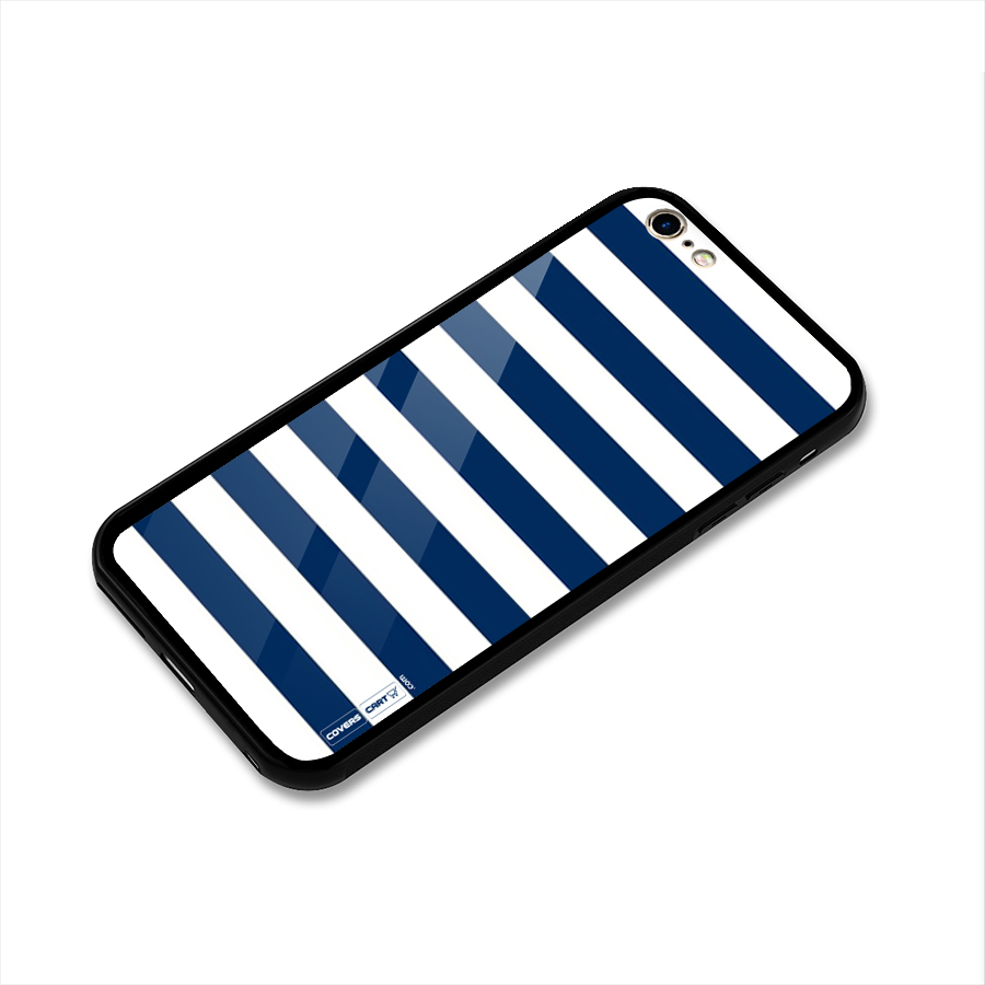 Classic Blue White Stripes Glass Back Case for iPhone 6 Plus 6S Plus