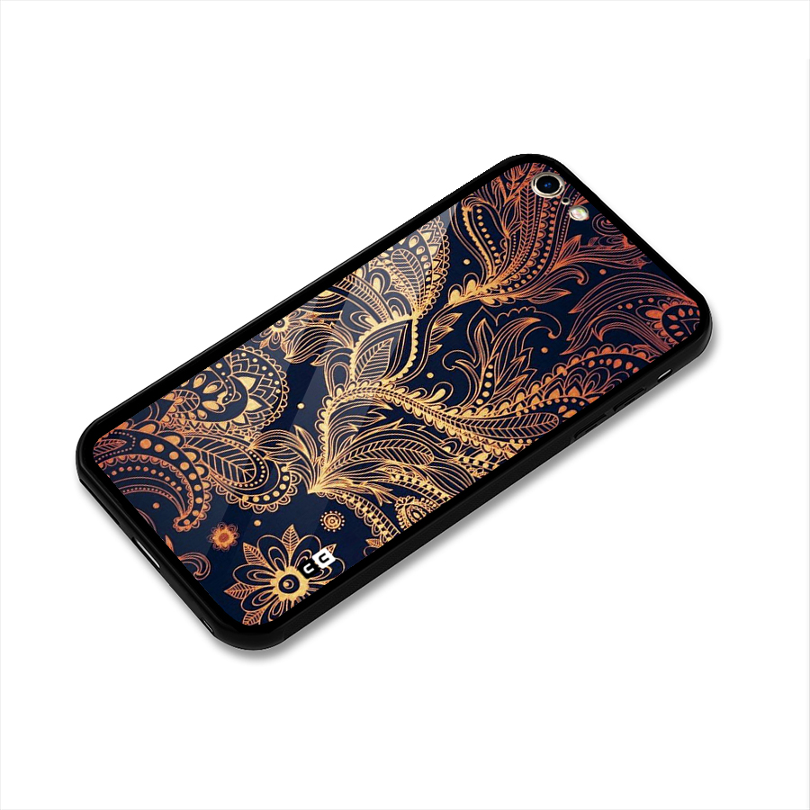 Classy Golden Leafy Design Glass Back Case for iPhone 6 Plus 6S Plus