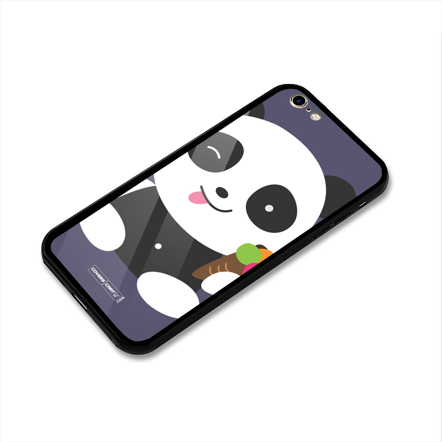 Cute Panda Blue Glass Back Case for iPhone 6 Plus 6S Plus