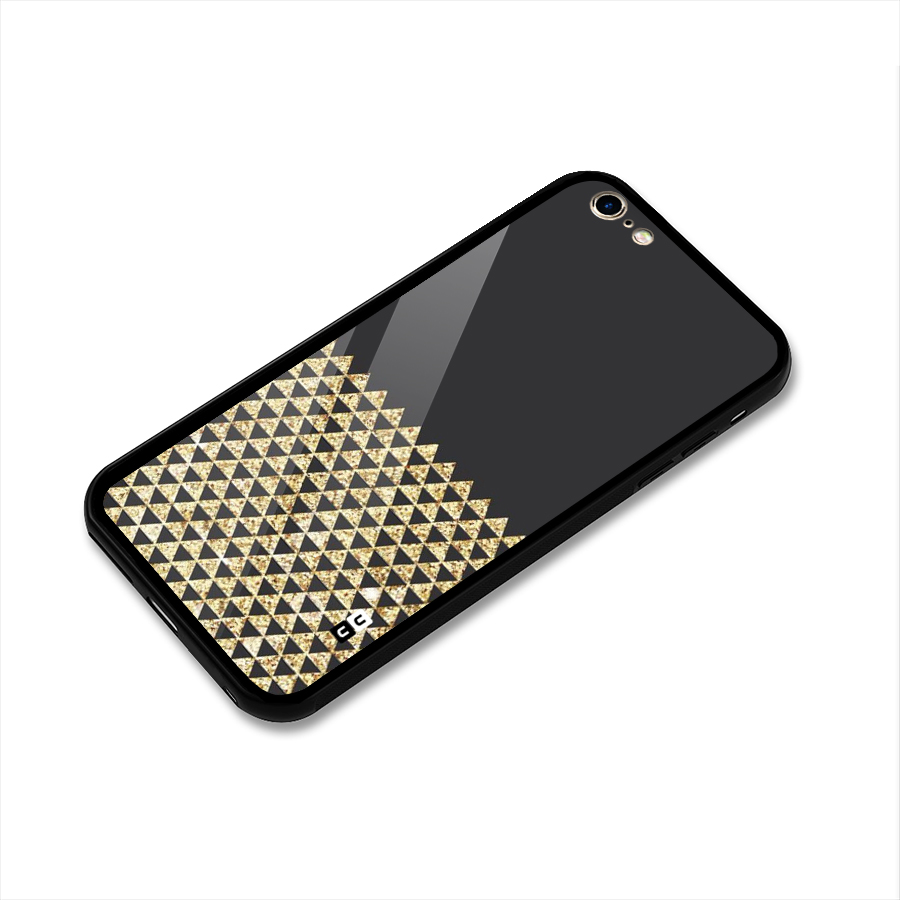 Dark Grey Golden Triangles Glass Back Case for iPhone 6 Plus 6S Plus
