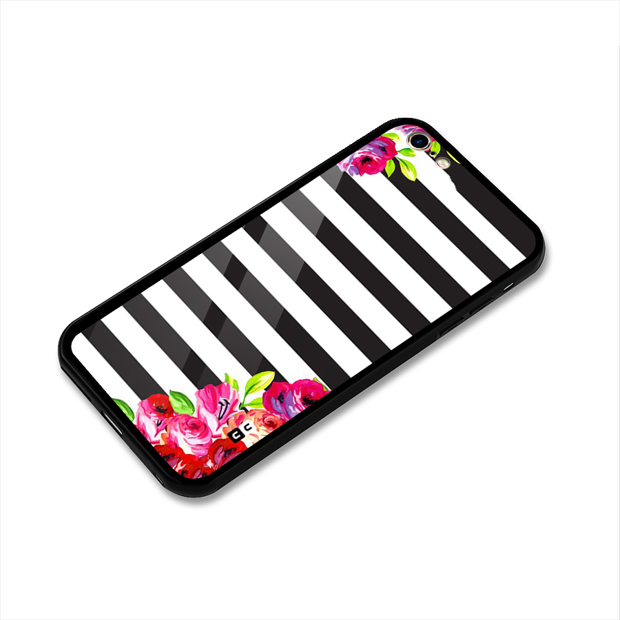 Floral Stripes Glass Back Case for iPhone 6 Plus 6S Plus
