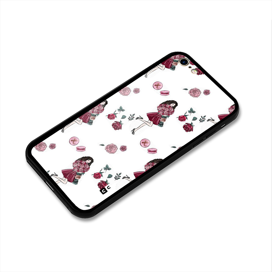 Girl With Flowers Glass Back Case for iPhone 6 Plus 6S Plus